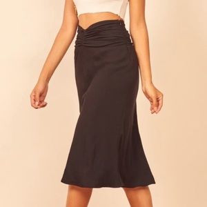 Reformation Black Matilda Midi Skirt